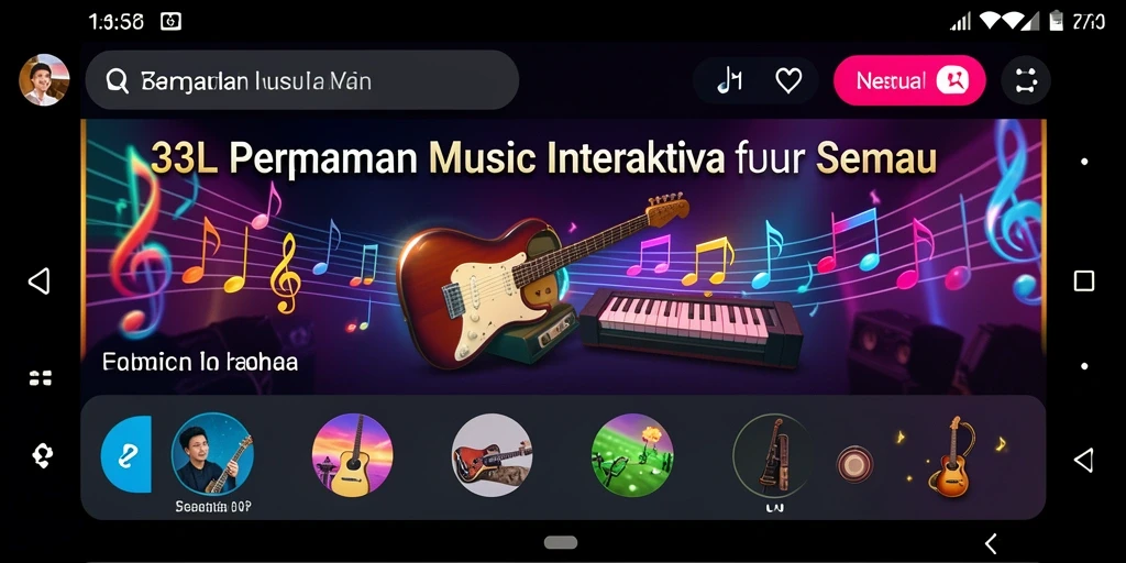 Screenshot utama 33L menampilkan gameplay musik yang seru.