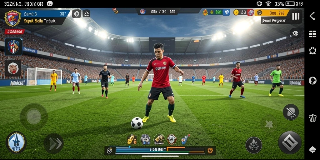 Tampilan gameplay menarik di lapangan sepak bola.