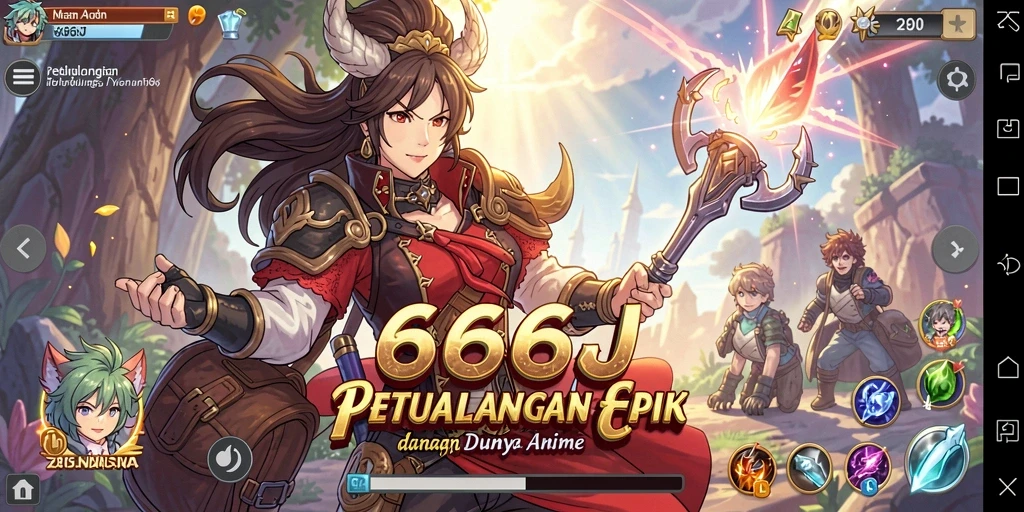 Tampilan menarik dari gameplay <strong>666J</strong> di dunia anime yang penuh warna.