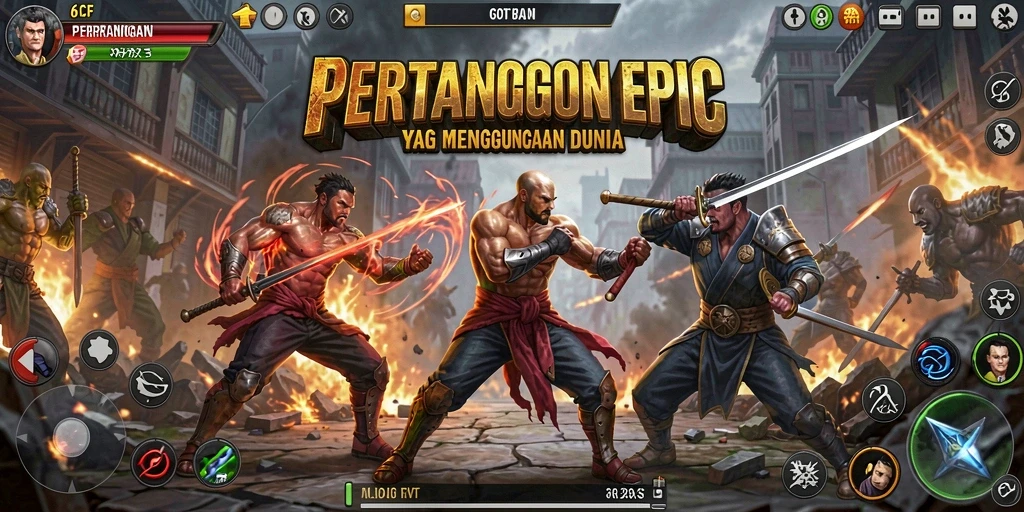 Screenshot gameplay 6CF menampilkan pertarungan intens antar karakter.