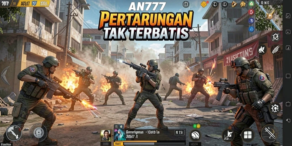 Screenshot AN777 menampilkan aksi pertarungan yang mendebarkan dan karakter yang dinamis.