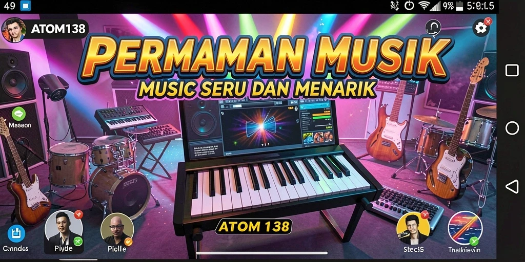 Screenshot gameplay ATOM138 yang menampilkan keseruan bermain musik.
