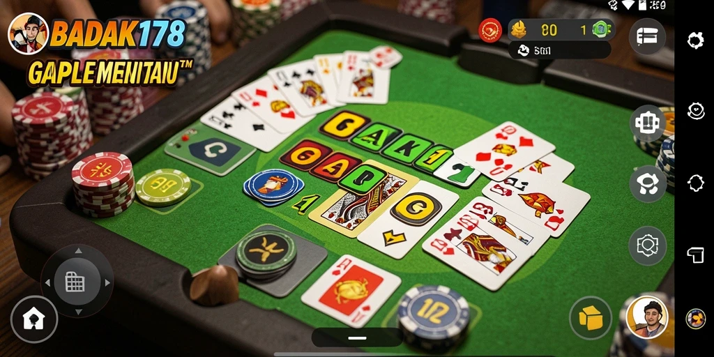 Tampilan gameplay seru dengan kartu Gaple di BADAK178.
