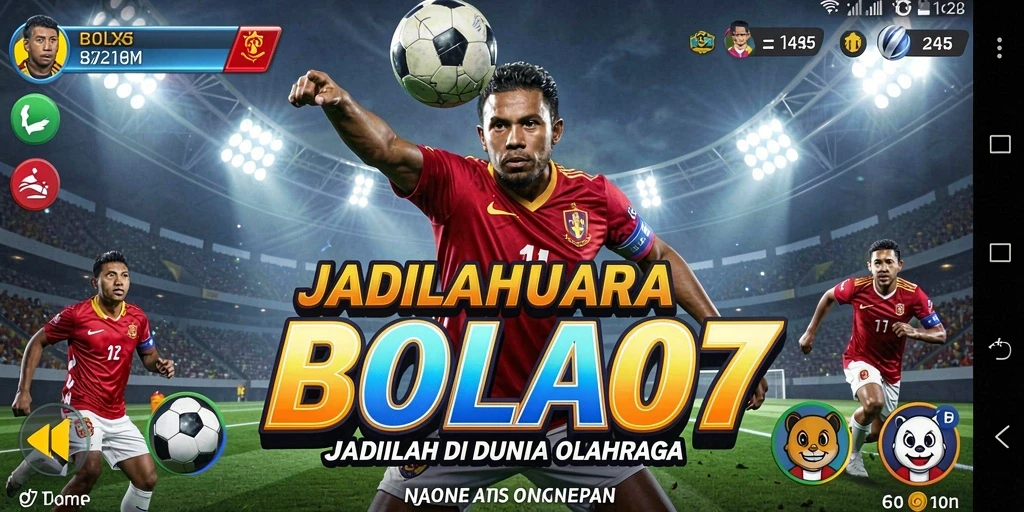 Screenshot gameplay BOLA07 menunjukkan aksi seru di lapangan olahraga.