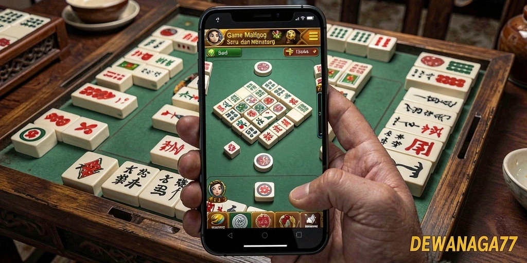 Tampilan screenshot utama DEWANAGA77 menunjukkan gameplay Mahjong yang menarik.