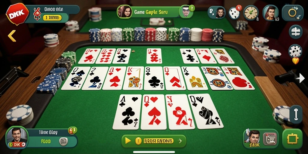 Tampilan gameplay DKK dengan kartu Gaple yang menarik.