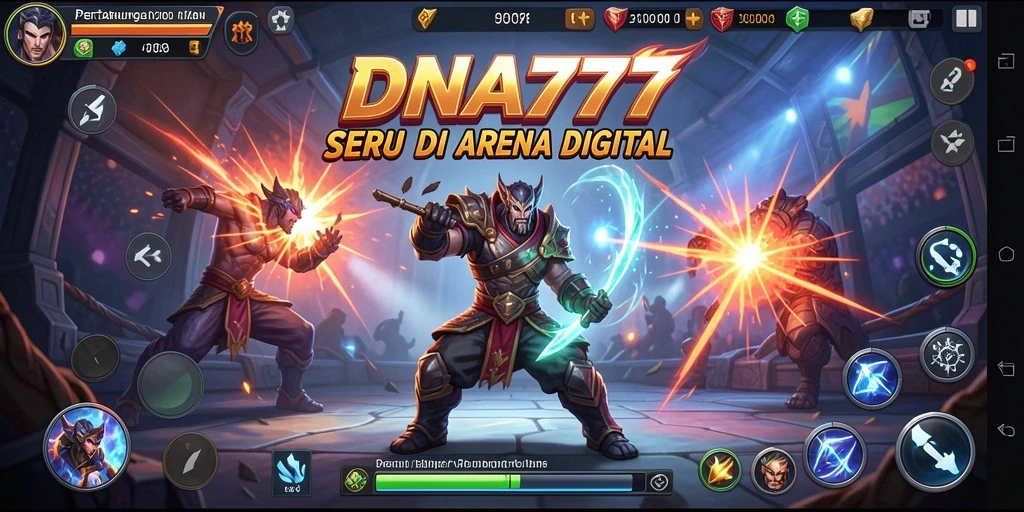 Screenshot menunjukkan pertarungan mendebarkan di arena DNA777.