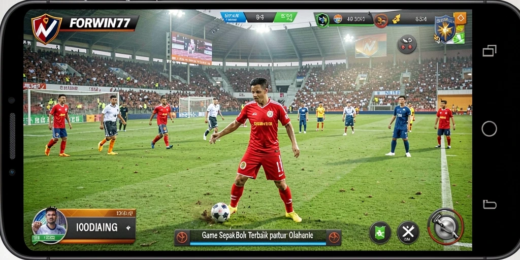 Tampilan gameplay <strong>FORWIN77</strong> yang memukau dalam pertandingan sepak bola.