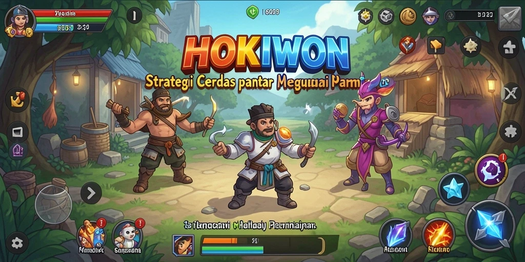 Screenshot gameplay HOKIWON menampilkan aksi pertempuran strategis yang seru.