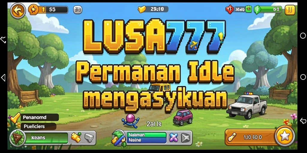 Tampilan gameplay LUSA777 yang menampilkan karakter dan sumber daya dalam game Idle.