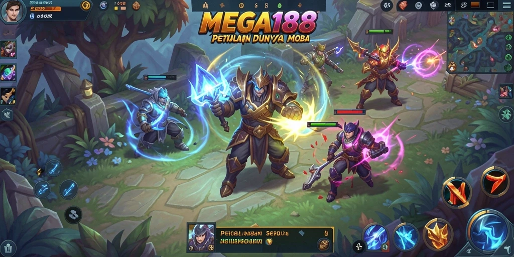 Screenshot gameplay MEGA188 yang menampilkan aksi pertempuran.