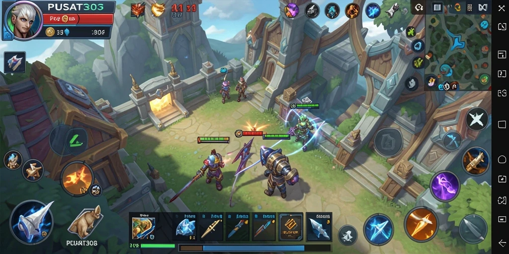 Screenshot dari gameplay PUSAT303 yang menunjukkan aksi pertempuran yang seru.