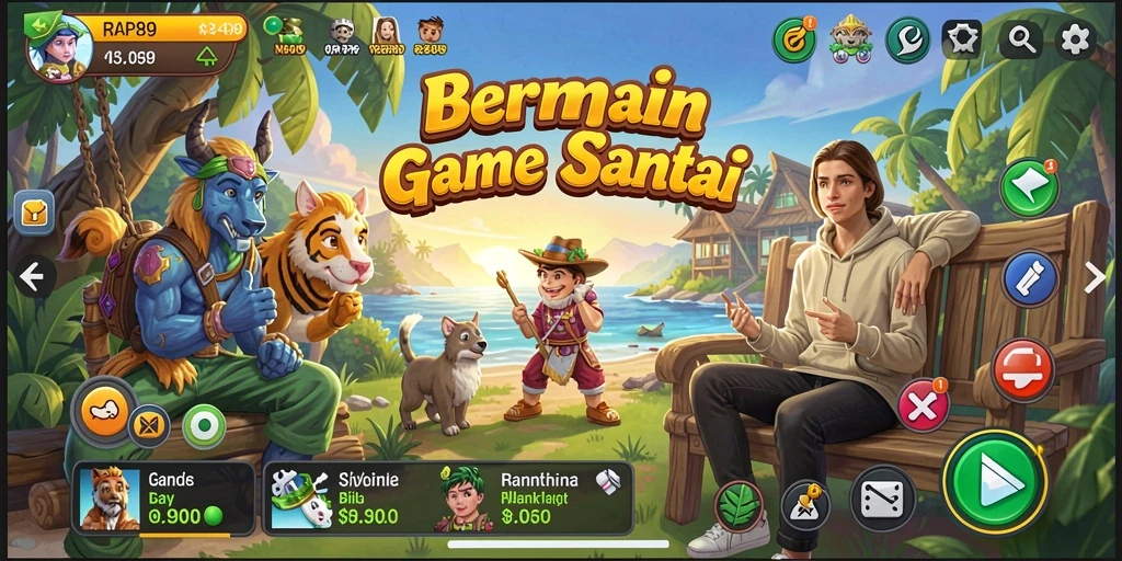 Tampilan gameplay <strong>RAP89</strong> yang ceria dan penuh warna.