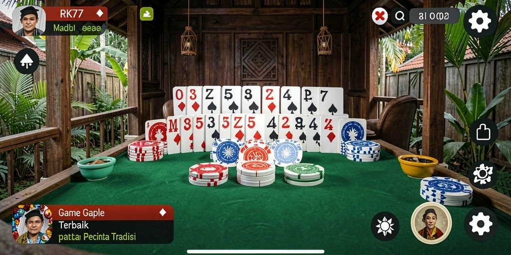 Screenshot menunjukkan gameplay seru Gaple di RK77.