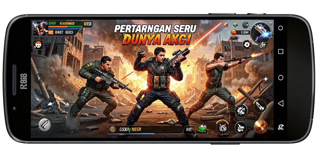 Screenshot game RK88 menampilkan aksi pertarungan yang intens.