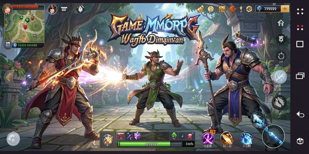 Screenshot gameplay menampilkan pertarungan seru di dunia T9999.