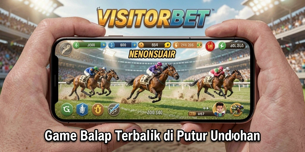 Tangkapan layar gameplay VISITORBET dengan mobil berkecepatan tinggi.