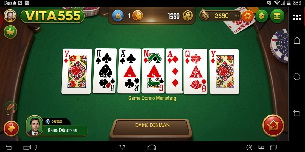 Tangkapan layar utama VITA555 yang menunjukkan gameplay seru dan interaktif.