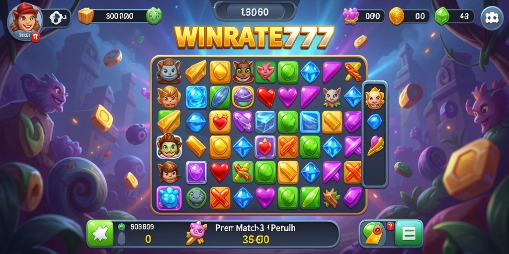 Gameplay Match-3 yang penuh warna dan menantang dari WINRATE777.