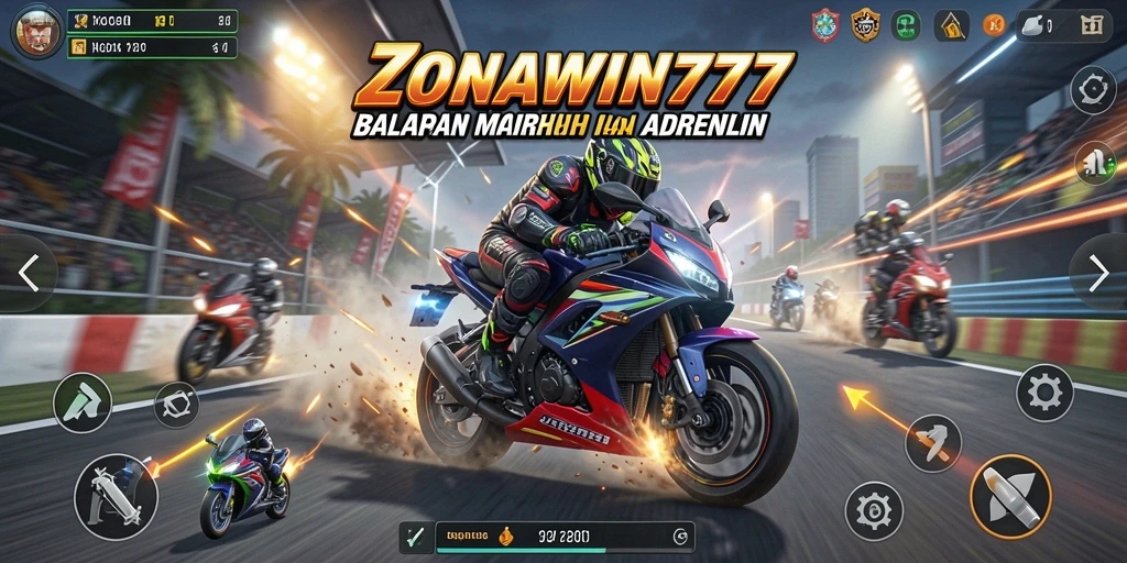 Tampilan gameplay ZONAWIN777 yang memukau dan penuh aksi balapan motor.